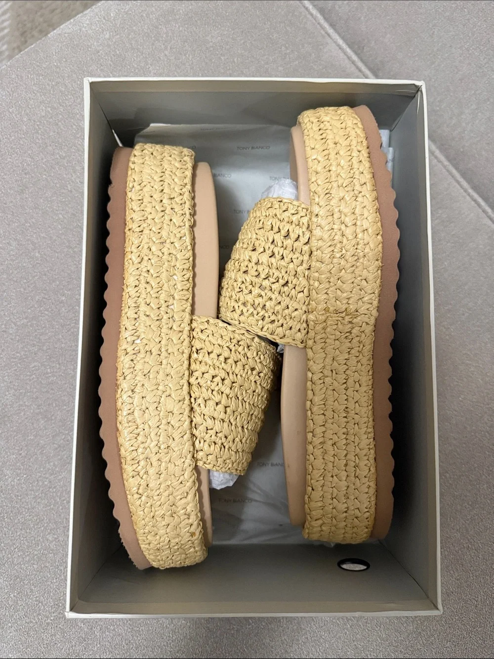 Tony Bianco Cream and Black Logo Shoe Box